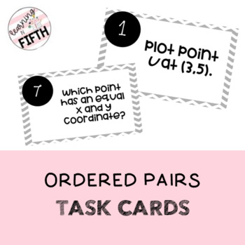 Preview of Ordered Pairs Task Cards Activity and Answer Sheet