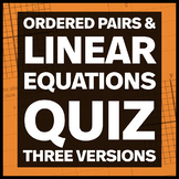 Ordered Pairs and Solutions of Linear Equations Quiz (Thre
