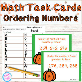 Preview of Ordering 3-Digit Numbers SCOOT Game or Task Cards Fall
