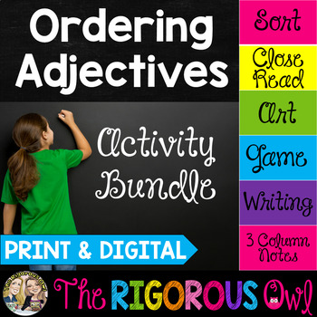 Preview of Ordering Adjectives Activities - Print & Digital - Literacy Centers