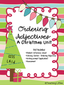 Preview of Ordering Adjectives Christmas Pack