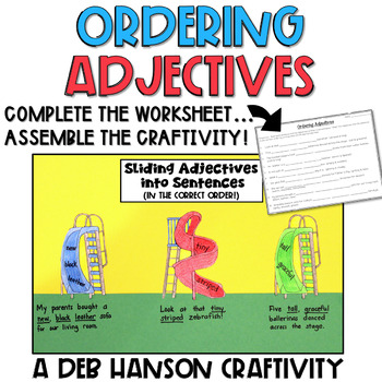 Preview of Ordering Adjectives Worksheet and Craftivity