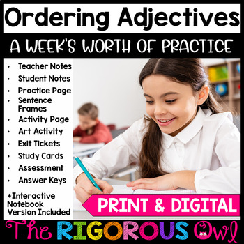 Preview of Ordering Adjectives Lesson, Practice & Assessment | Print & Digital 