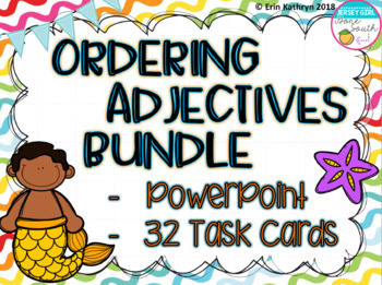 Preview of Ordering Adjectives PowerPoint and Task Cards - Set of 32 Bundle