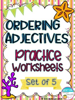 Preview of Ordering Adjectives Practice Worksheets - Set of 5 Common Core Aligned
