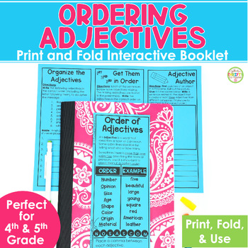 Preview of Ordering Adjectives Print & Fold Worksheet for Teaching Order of Adjectives
