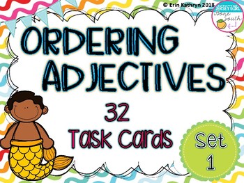 Preview of Ordering Adjectives Task Cards (32) - Set 1 Common Core Aligned