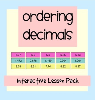 Preview of Ordering Decimals Interactive Lesson Pack
