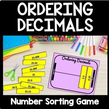 Preview of Comparing & Ordering Decimals Game, 5th Grade Decimal Activity, Montessori Math