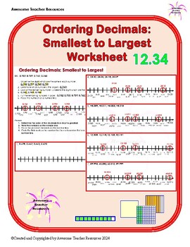 Preview of Ordering Decimals: Smallest to Largest Worksheet