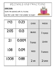 Ordering Decimals and Fractions: 2 Differentiated Worksheets