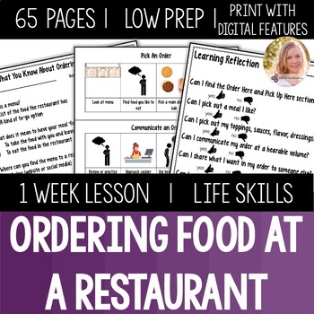 Preview of Ordering Food at a Restaurant Lesson Functional Life Skills Special Ed