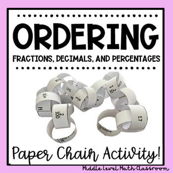 Preview of Ordering Fractions, Decimals, and Percents PAPER CHAIN activity + EXIT TICKET!