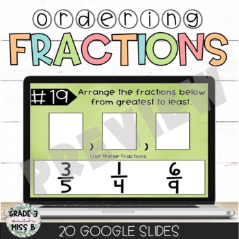 Preview of Ordering Fractions Digital Google Slides Activity