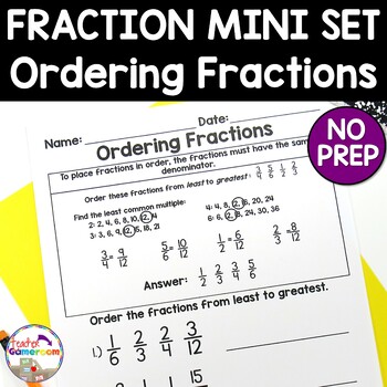 Preview of Fraction Mini Set - Ordering Fractions (LCM) Worksheet