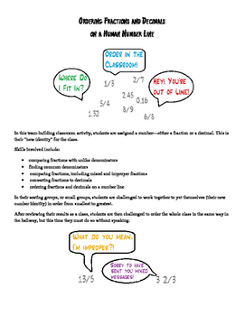 Preview of Ordering Fractions and Decimals on a Human Number Line