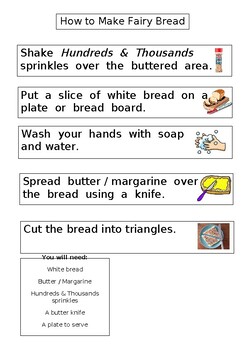 Preview of Ordering Instructions - Procedural Text - How to Make Fairy Bread