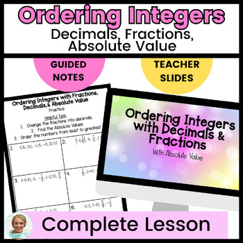Preview of Ordering Integers, Fractions, Decimals, & Absolute Value | Guided Notes & Slides