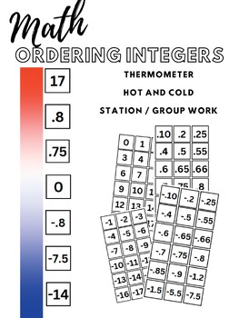 Preview of Ordering Integers on a Thermometer Group Activity
