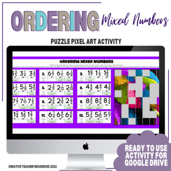 Preview of Ordering Mixed Numbers Puzzle Pixel Art 