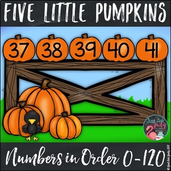 Preview of Ordering Numbers 0-120 Five Little Pumpkins
