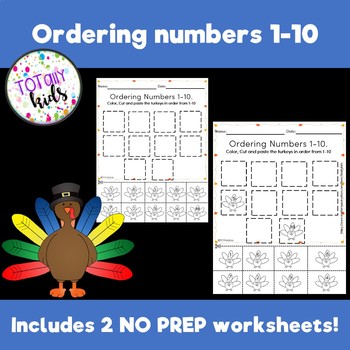 Preview of Ordering Numbers 1-10 Turkey Edition