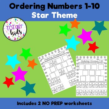 Preview of Ordering Numbers 1-10 Star Theme