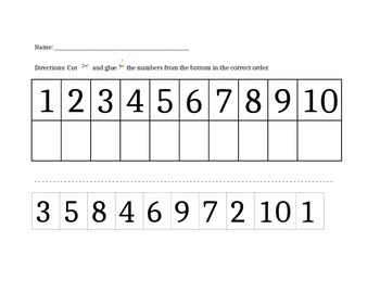 Preview of Ordering Numbers 1-10 (cut and paste)