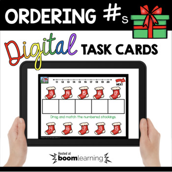 Preview of Ordering Numbers 1-20 Kindergarten Math Boom Cards™ for December Christmas
