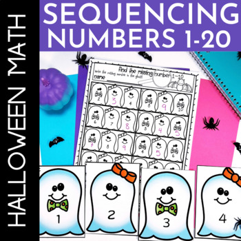 Preview of Ordering Numbers 1-20 Kindergarten Worksheets | Math Centers | Halloween Theme