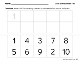 Ordering Numbers Activities (cut and paste)