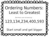 Ordering Numbers Anchor Charts