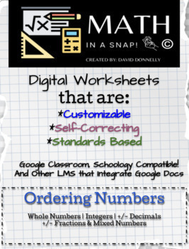 Preview of Ordering Numbers- Decimal Fraction ... Editable Interactive & Instant Feedback