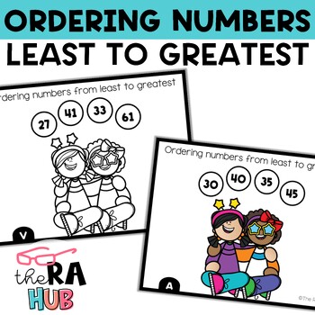 Preview of Ordering Numbers Least to Greatest Write Solve the Room New Years Math