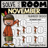 Ordering Numbers Task Cards Thanksgiving November Activiti