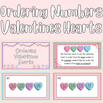 Preview of Ordering Numbers Valentines Hearts