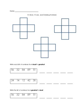 Preview of Ordering Numbers Worksheet/Assessment