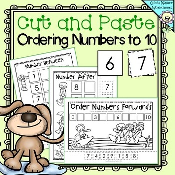 Preview of Ordering Numbers to 10 Cut and Paste Printables, Number Before After Worksheets
