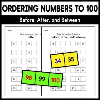 Preview of Ordering Numbers to 100 - Before, After, and Between