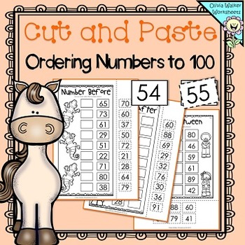 Preview of Ordering Numbers to 100 (Cut and Paste) Worksheets, Printables, Number After