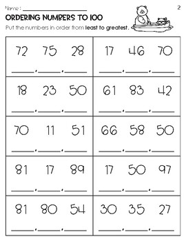 Ordering Numbers to 100 Worksheets Camping Theme by Owl School Studio