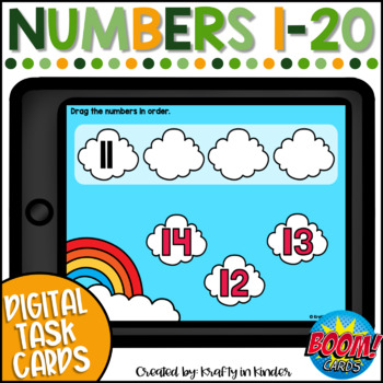 Preview of Ordering Numbers to 20 Kindergarten Math Boom Cards