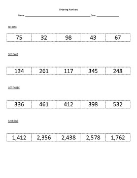 Ordering Numbers up to the thousands by Mrs Meehan | TPT
