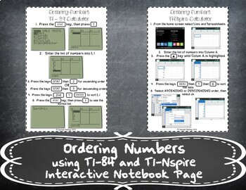 Preview of Ordering Numbers using a Calculator Handout Notes (TI-84 and TI-Nspire)