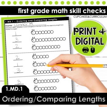 Preview of Ordering Objects by Length Worksheets First Grade Math 1.MD.1