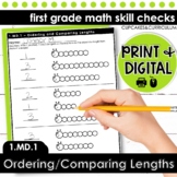 Ordering Objects by Length Worksheets First Grade Math 1.MD.1