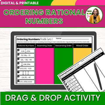 Preview of Ordering Rational Numbers 6th Grade Math Digital Sort Activity