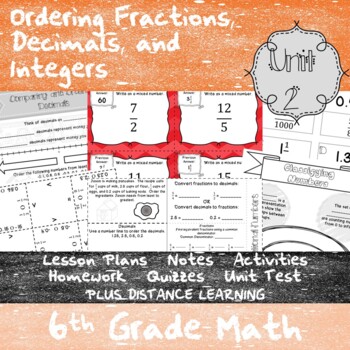 Preview of Ordering Rational Numbers - Unit 2 - 6th Grade + Distance Learning Bundle