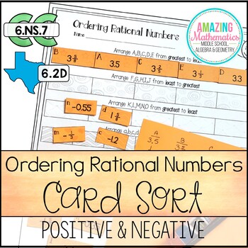 Preview of Ordering Rational Numbers Activity (Positive and Negative)
