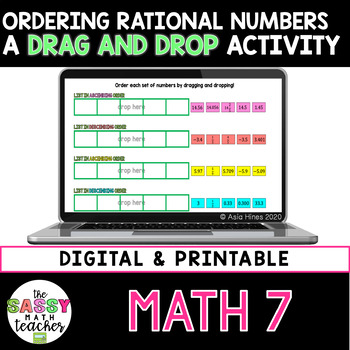 Preview of Ordering Rational Numbers Digital Activity